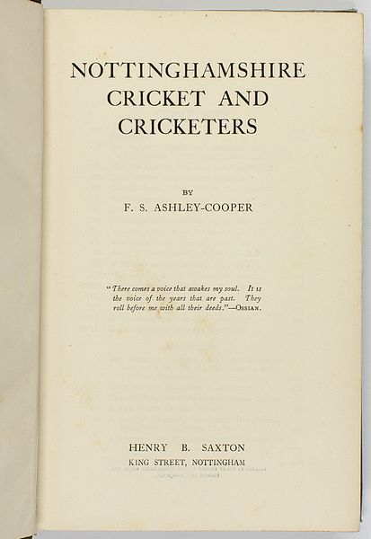 NOTTINGHAMSHIRE CRICKET AND CRICKETERS.