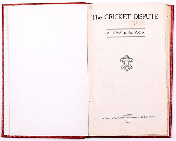 THE CRICKET DISPUTE. A REPLY TO THE V.C.A.
