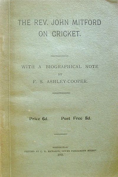 THE REV. JOHN MITFORD ON CRICKET.