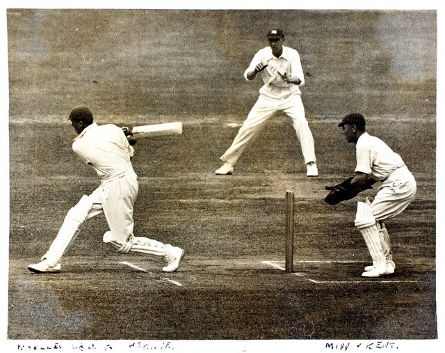 An original Sport & General press photograph of Frank Woolley batting during the match between Middlesex and Kent at Lord's, 25th - 28th August 1934.