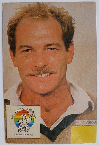 An original head and shoulders colour postcard photograph of Jeff Crowe.