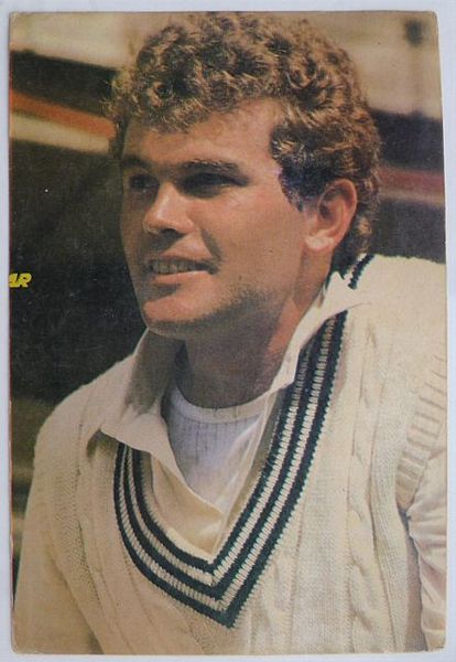 An original head and shoulders colour postcard photograph of Martin Crowe.