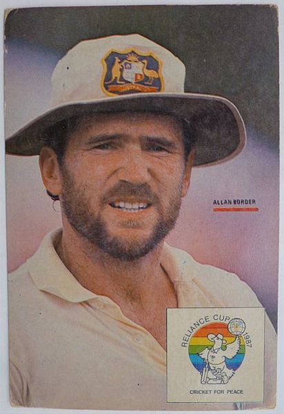 An original head-and-shoulders colour postcard photograph of Allan Border.