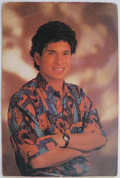 An original half length colour postcard photograph of Sachin Tendulkar.