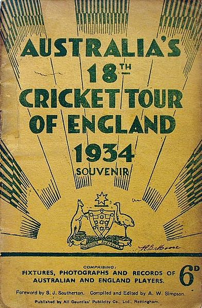 AUSTRALIA'S 18TH CRICKET TOUR OF ENGLAND 1934.