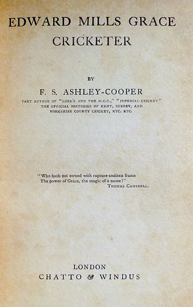 EDWARD MILLS GRACE, CRICKETER.