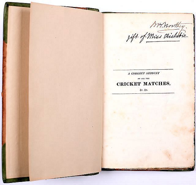 A CORRECT ACCOUNT OF ALL THE CRICKET MATCHES WHICH HAVE BEEN PLAYED BY THE MARY-LE-BONE CLUB, AND ALL OTHER PRINCIPAL MATCHES, FROM THE YEAR 1786 TO 1822 INCLUSIVE.
