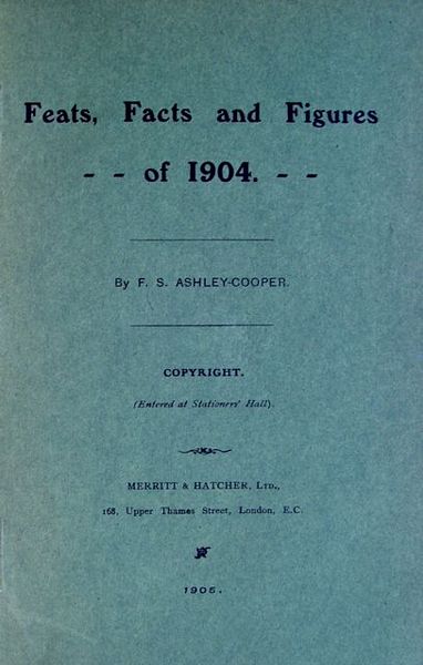 FEATS, FACTS AND FIGURES OF 1904.