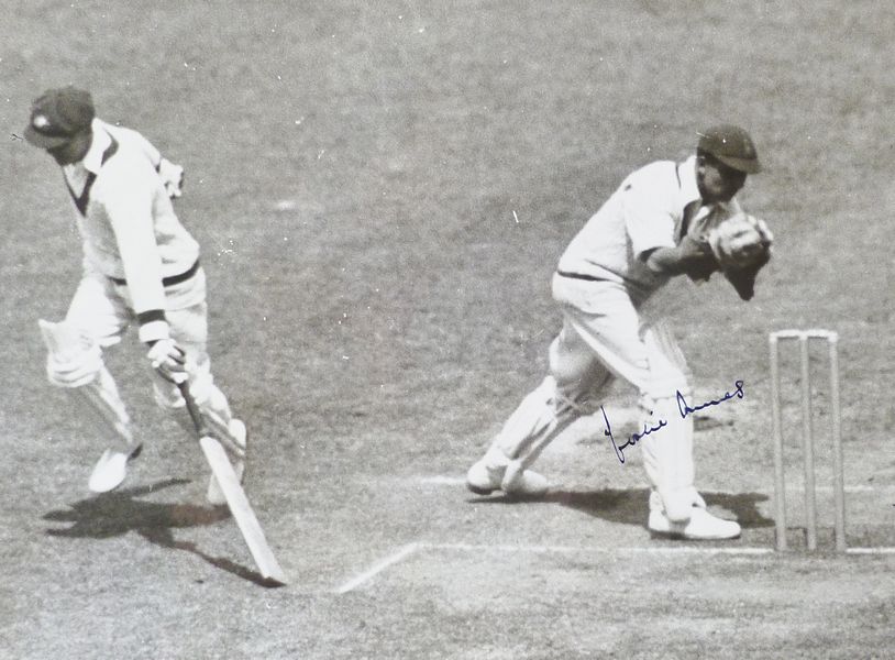 An original Sport & General press photograph of Les Ames keeping wicket during the Second Test Match between England and Australia played at Lord's, 22nd-25th June 1934.