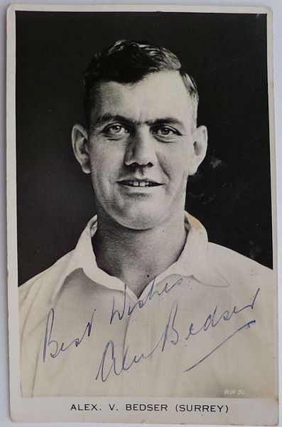 An original head-and-shoulders postcard photograph of Alec Bedser.