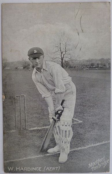 An original full-length postcard photograph of H.T.W. Hardinge at the wicket, batting.