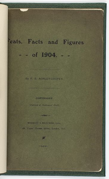 FEATS, FACTS AND FIGURES OF 1904.