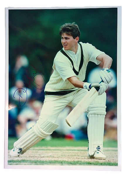 A colour photograph of Damien Martyn batting.
