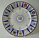 A Royal Grafton china plate decorated with a central design of the county badge and the scores of the season's county matches. The outer rim incorporates a design of seventeen county badges.